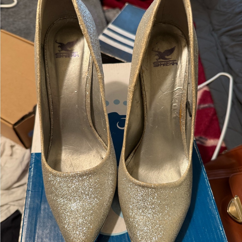 Women's Glitter Heels - Silver